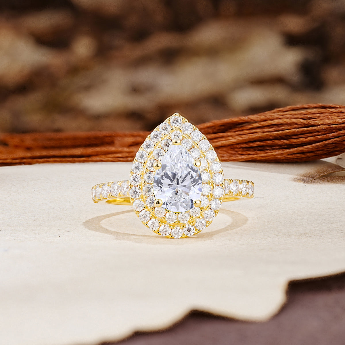 Retro-Luxe 5-Prong Pear Cut Lab Diamond Engagement Ring - Additional view
