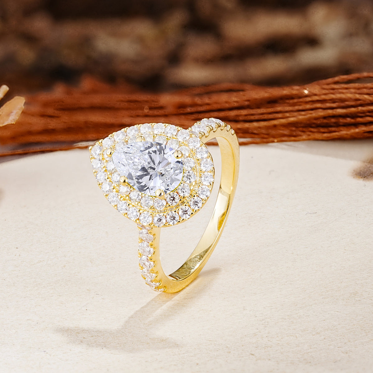 Retro-Luxe 5-Prong Pear Cut Lab Diamond Engagement Ring - Additional view