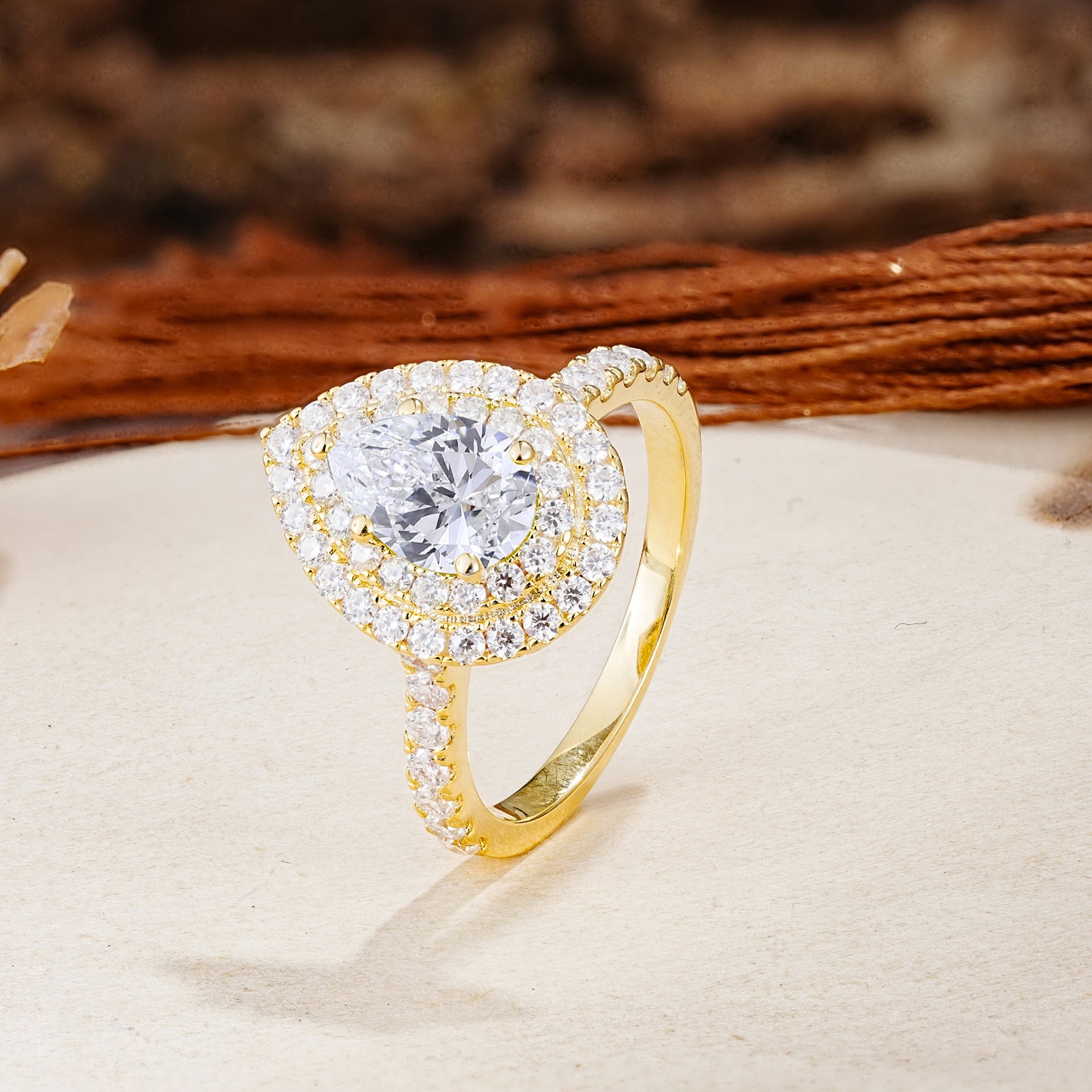 Retro-Luxe 5-Prong Pear Cut Lab Diamond Engagement Ring - Additional view