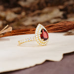 Retro-Luxe 5-Prong Pear Cut Garnet Engagement Ring - Additional view