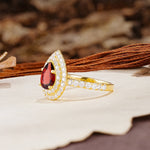 Retro-Luxe 5-Prong Pear Cut Garnet Engagement Ring - Additional view