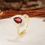 Retro-Luxe 5-Prong Pear Cut Garnet Engagement Ring - Additional view