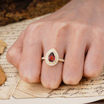 Retro-Luxe 5-Prong Pear Cut Garnet Engagement Ring - Additional view