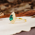 Retro-Luxe 5-Prong Pear Cut Emerald Engagement Ring - Additional view