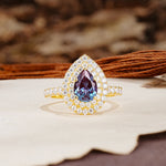 Retro-Luxe 5-Prong Pear Cut Alexandrite Engagement Ring - Additional view