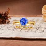 Classic Luxury Vintage 5-Prong Pear Cut Sapphire Engagement Ring - Yellow-Gold