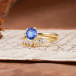 Classic Luxury Vintage 5-Prong Pear Cut Sapphire Engagement Ring - Rose-Gold
