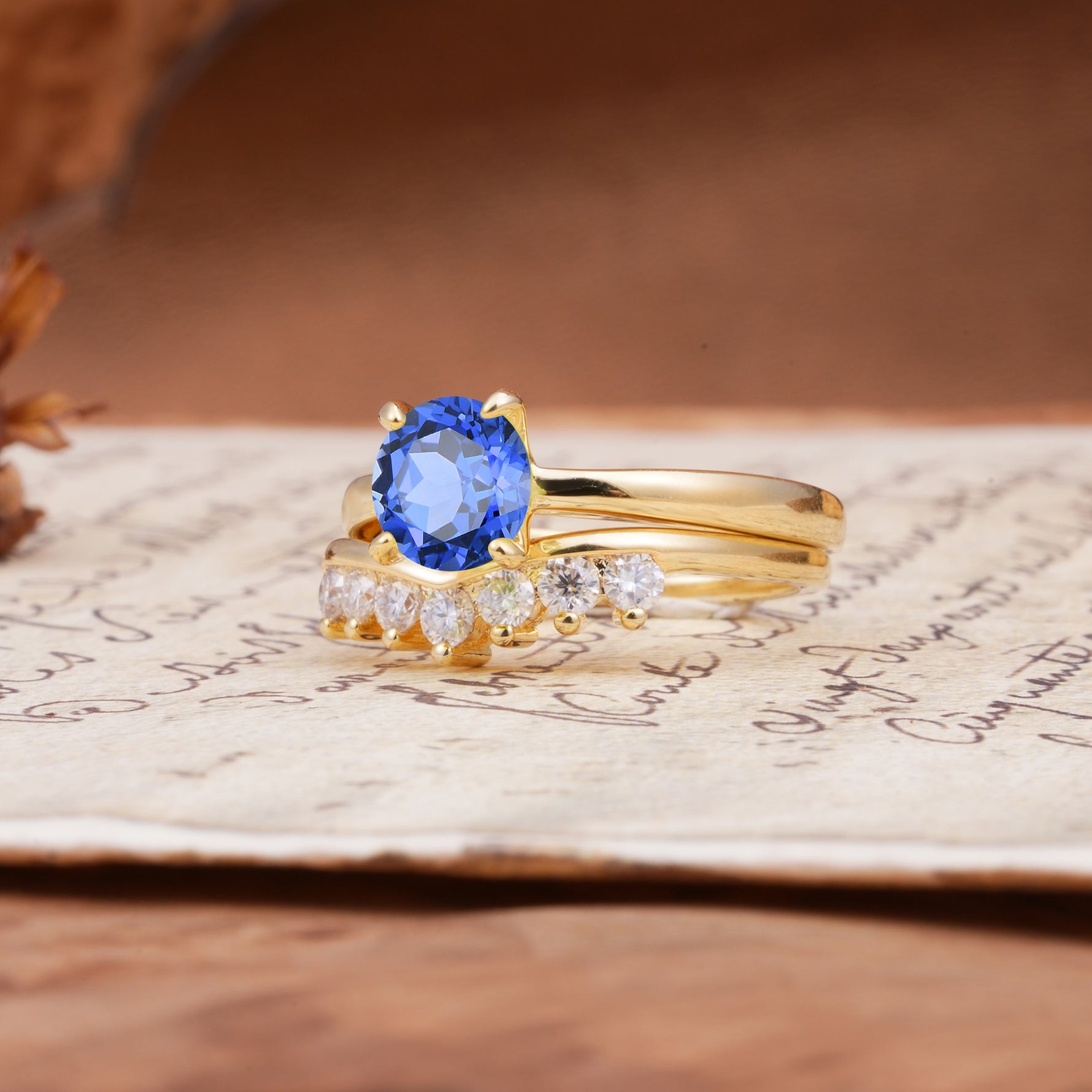 Classic Luxury Vintage 5-Prong Pear Cut Sapphire Engagement Ring - Rose-Gold