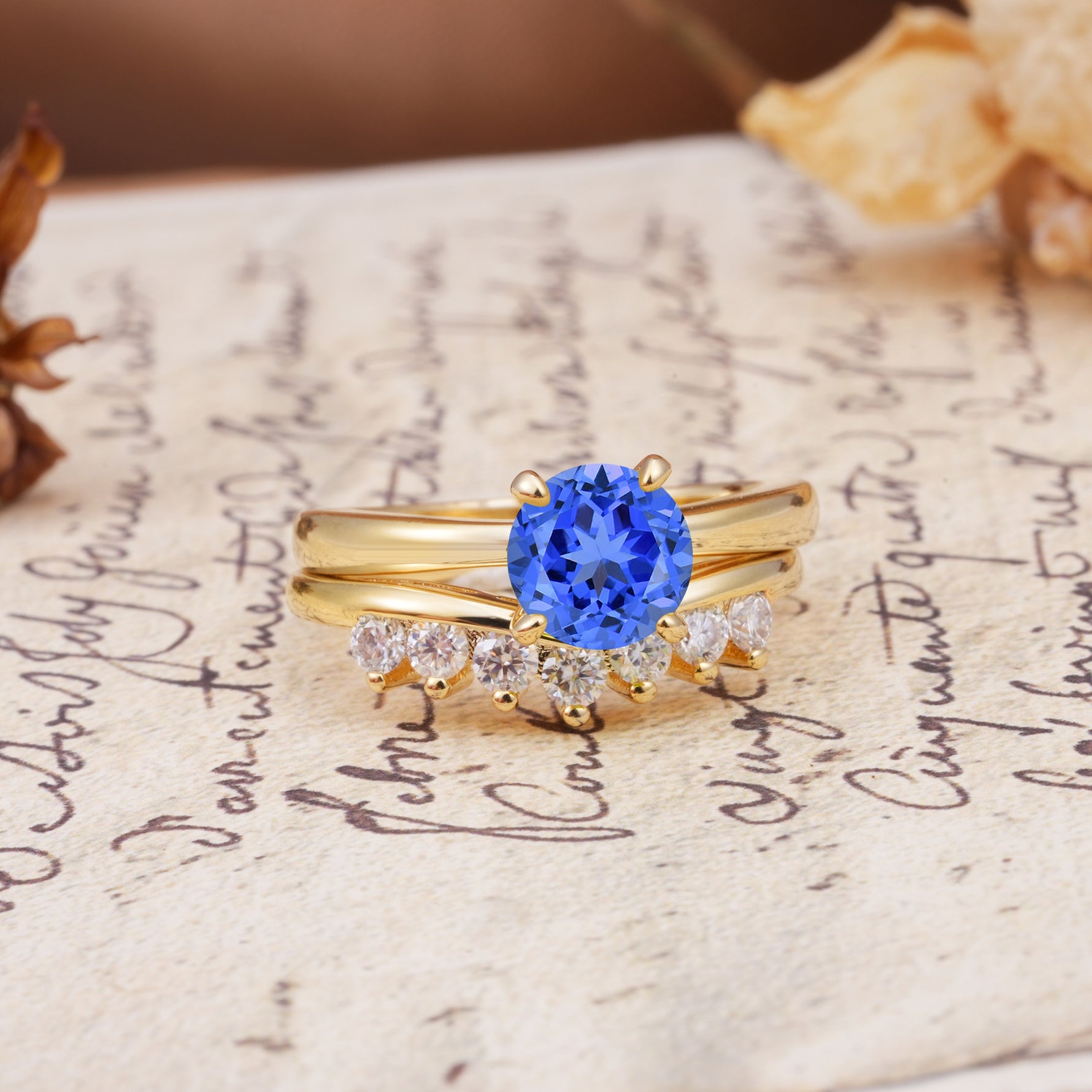 Classic Luxury Vintage 5-Prong Pear Cut Sapphire Engagement Ring - White-Gold