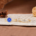 Classic Luxury Vintage 5-Prong Pear Cut Sapphire Engagement Ring - Additional view