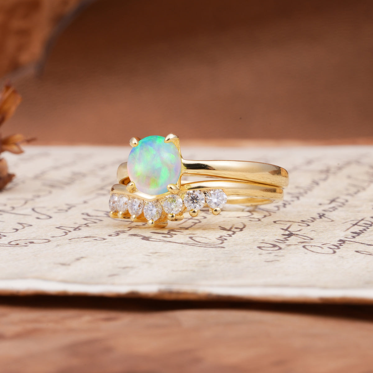 Classic Luxury Vintage 5-Prong Pear Cut Fire Opal Engagement Ring - Rose-Gold