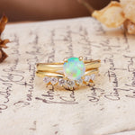 Classic Luxury Vintage 5-Prong Pear Cut Fire Opal Engagement Ring - White-Gold
