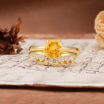 Classic Luxury Vintage 5-Prong Pear Cut Citrine Engagement Ring - Yellow-Gold