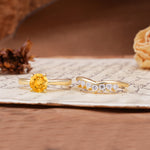 Classic Luxury Vintage 5-Prong Pear Cut Citrine Engagement Ring - Additional view