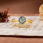 Classic Luxury Vintage 5-Prong Pear Cut Black Rutilated Quartz Engagement Ring - Yellow-Gold