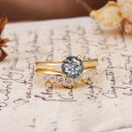 Classic Luxury Vintage 5-Prong Pear Cut Black Rutilated Quartz Engagement Ring - White-Gold