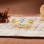 Classic Luxury Vintage 5-Prong Pear Cut Lab Diamond Engagement Ring - Yellow-Gold