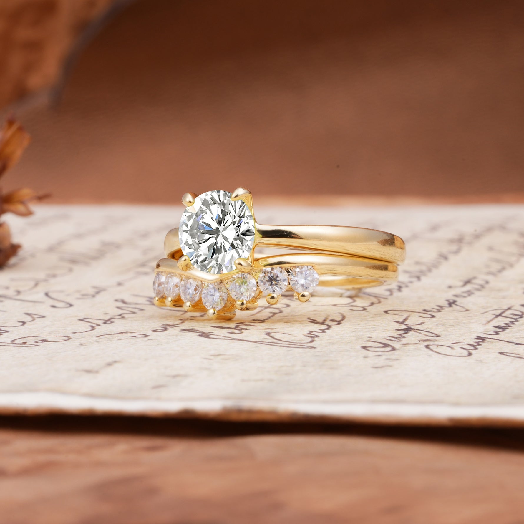 Classic Luxury Vintage 5-Prong Pear Cut Lab Diamond Engagement Ring - Rose-Gold