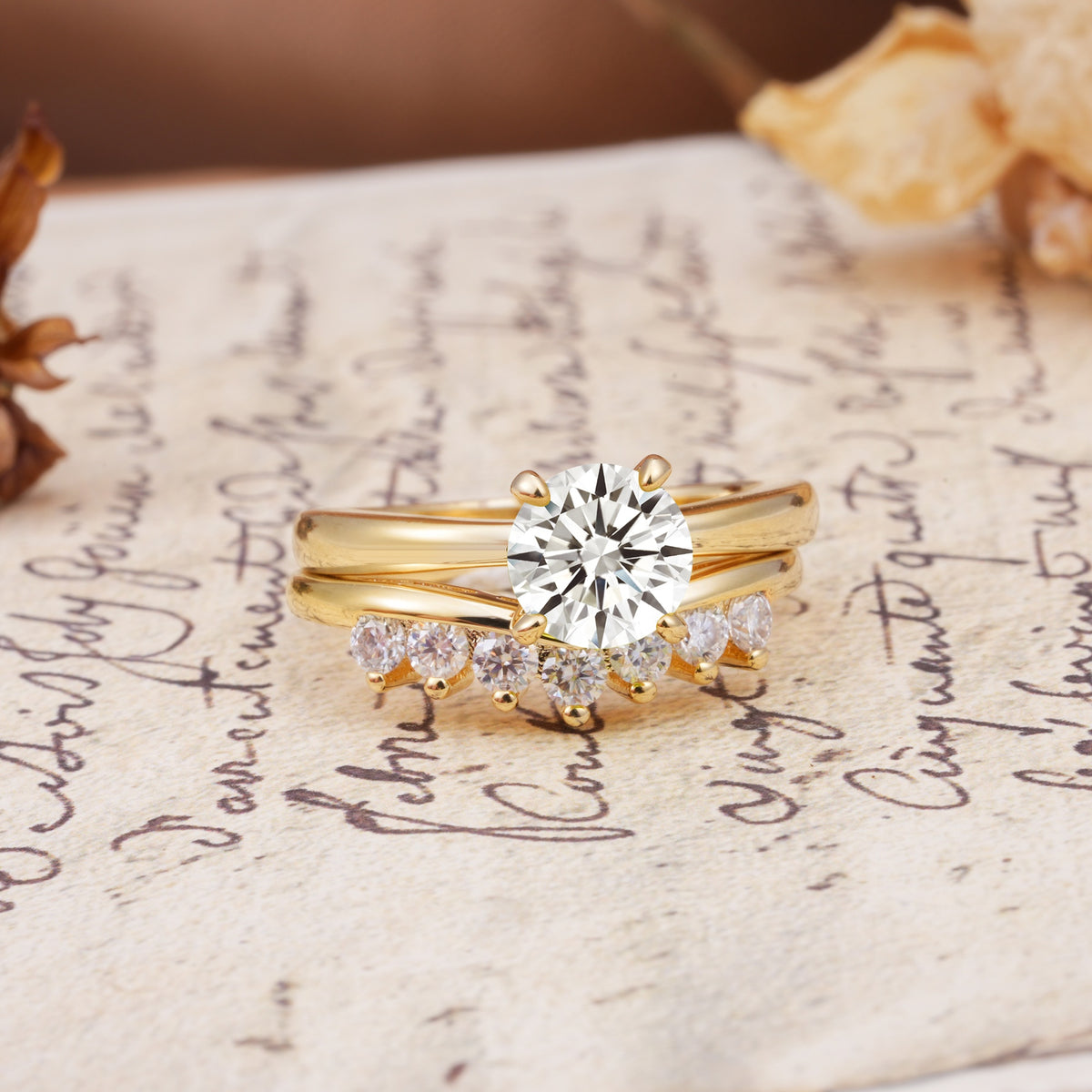 Classic Luxury Vintage 5-Prong Pear Cut Lab Diamond Engagement Ring - White-Gold