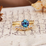 Classic Luxury Vintage 5-Prong Pear Cut Alexandrite Engagement Ring - White-Gold