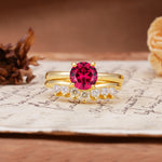 Classic Luxury Vintage 5-Prong Pear Cut Ruby Engagement Ring - Yellow-Gold
