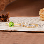Classic Luxury Vintage 5-Prong Pear Cut Peridot Engagement Ring - Additional view