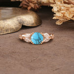 Luxurious and Unique 8-Prong Round Cut Turquoise Engagement Ring - Additional view
