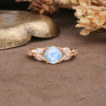 Luxurious and Unique 8-Prong Round Cut Moonstone Engagement Ring - Additional view