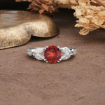 Luxurious and Unique 8-Prong Round Cut Garnet Engagement Ring - Additional view