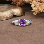 Luxurious and Unique 8-Prong Round Cut Amethyst Engagement Ring - Additional view