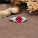 Luxurious and Unique 8-Prong Round Cut Ruby Engagement Ring - Additional view