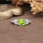 Luxurious and Unique 8-Prong Round Cut Peridot Engagement Ring - Additional view