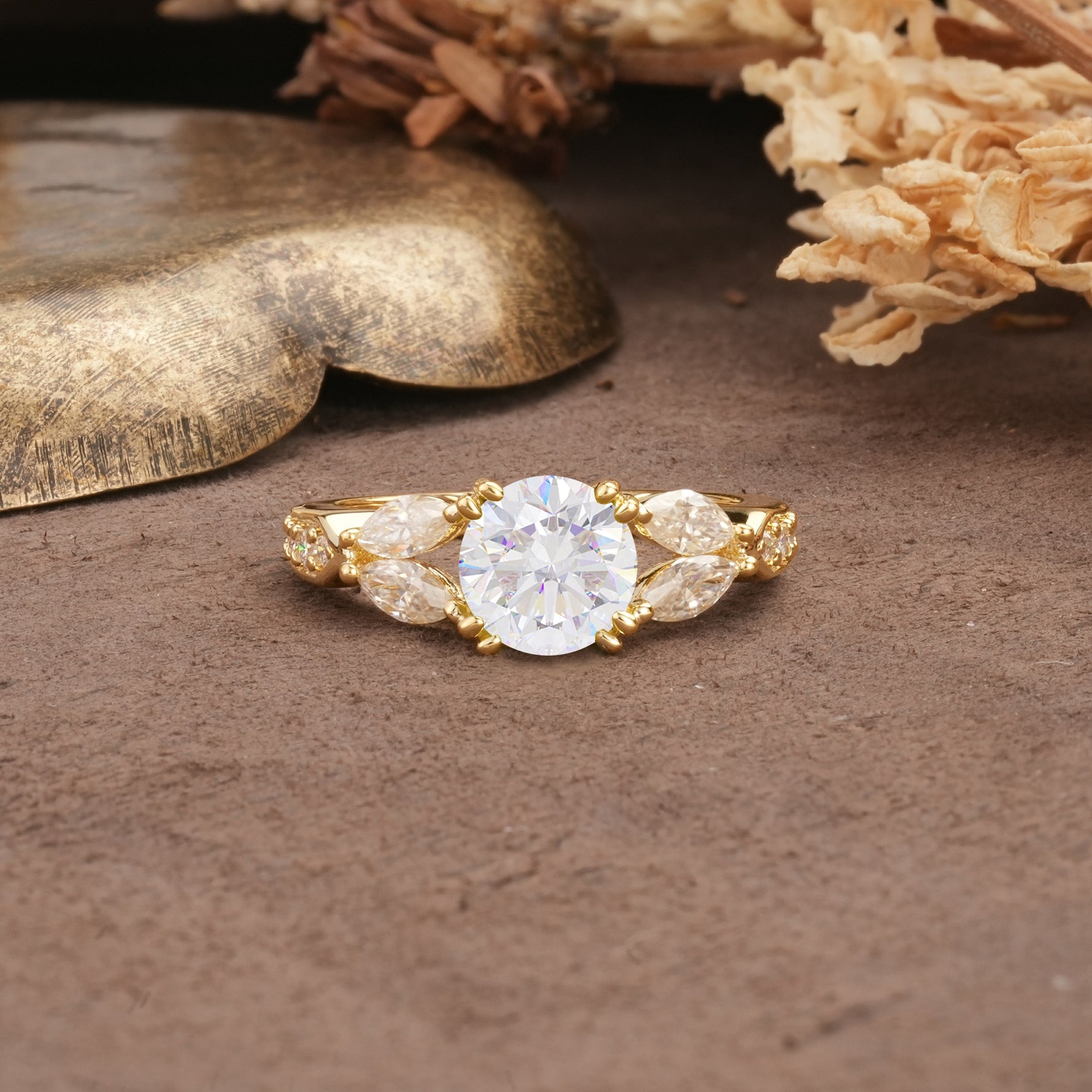 Luxurious and Unique 8-Prong Round Cut Moissanite Engagement Ring - Additional view