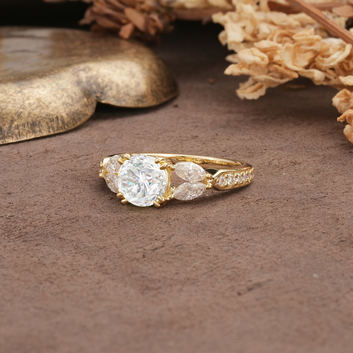 Luxurious and Unique 8-Prong Round Cut Moissanite Engagement Ring - Additional view