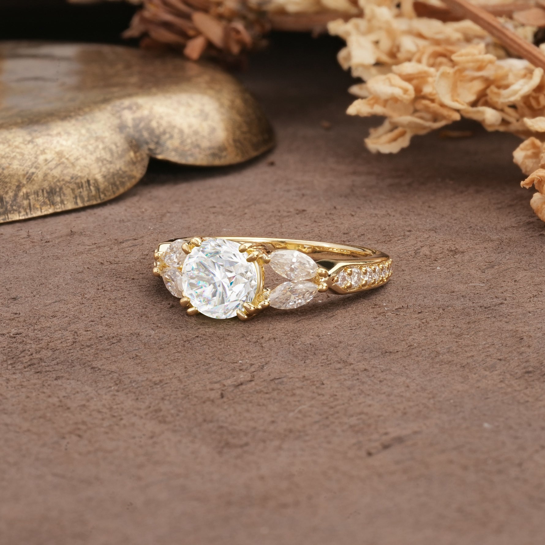 Luxurious and Unique 8-Prong Round Cut Moissanite Engagement Ring - Additional view