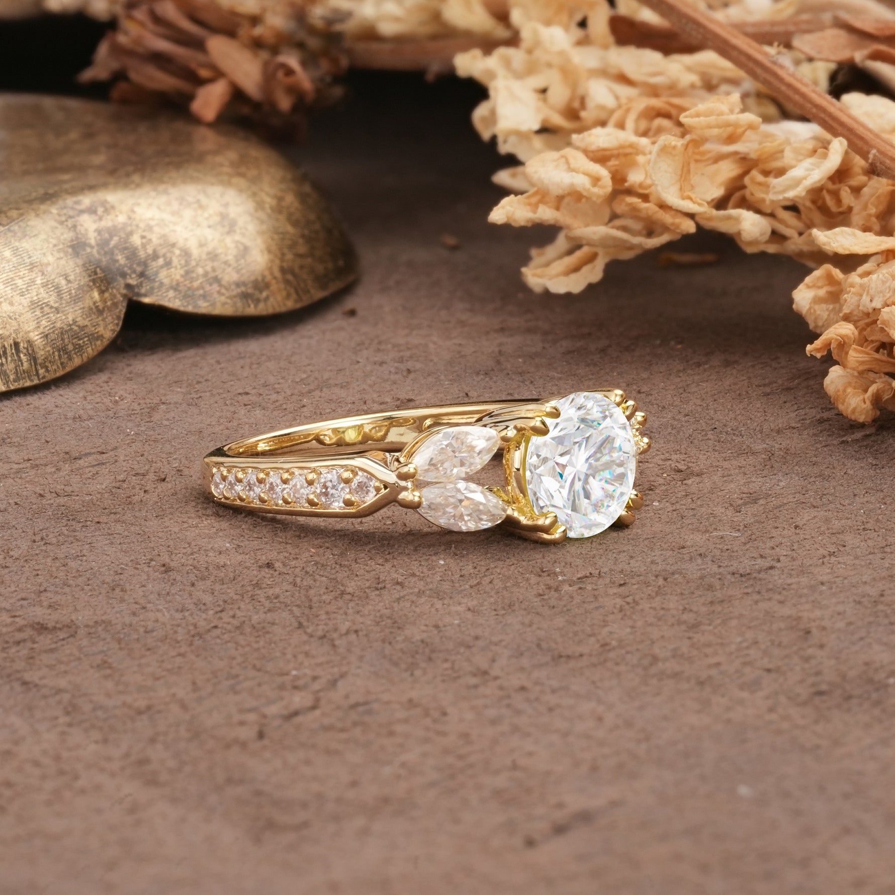 Luxurious and Unique 8-Prong Round Cut Moissanite Engagement Ring - Additional view