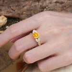 Luxurious and Unique 8-Prong Round Cut Citrine Engagement Ring - Additional view