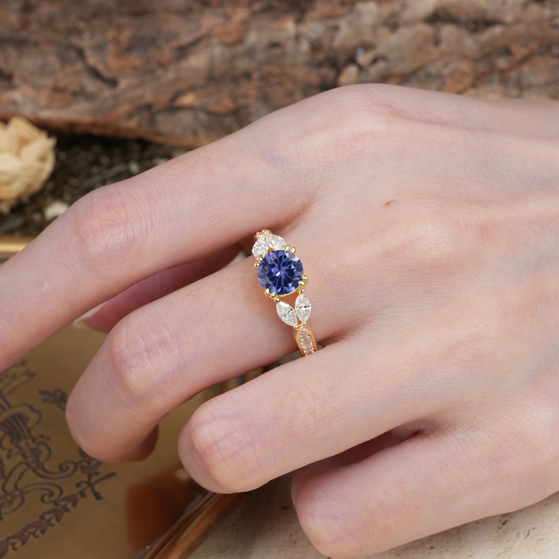 Luxurious and Unique 8-Prong Round Cut Tanzanite Engagement Ring - Additional view