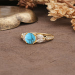 Luxurious and Unique 8-Prong Round Cut Turquoise Engagement Ring - Additional view