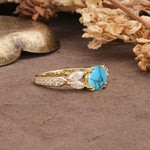 Luxurious and Unique 8-Prong Round Cut Turquoise Engagement Ring - Additional view