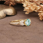Luxurious and Unique 8-Prong Round Cut Moss Agate Engagement Ring - Additional view