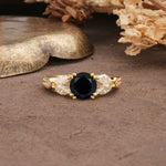 Luxurious and Unique 8-Prong Round Cut Black Onyx Engagement Ring - Additional view
