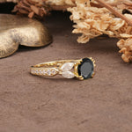 Luxurious and Unique 8-Prong Round Cut Black Onyx Engagement Ring - Additional view
