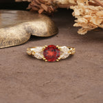 Luxurious and Unique 8-Prong Round Cut Garnet Engagement Ring - Additional view