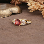 Luxurious and Unique 8-Prong Round Cut Garnet Engagement Ring - Additional view