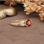Luxurious and Unique 8-Prong Round Cut Garnet Engagement Ring - Additional view
