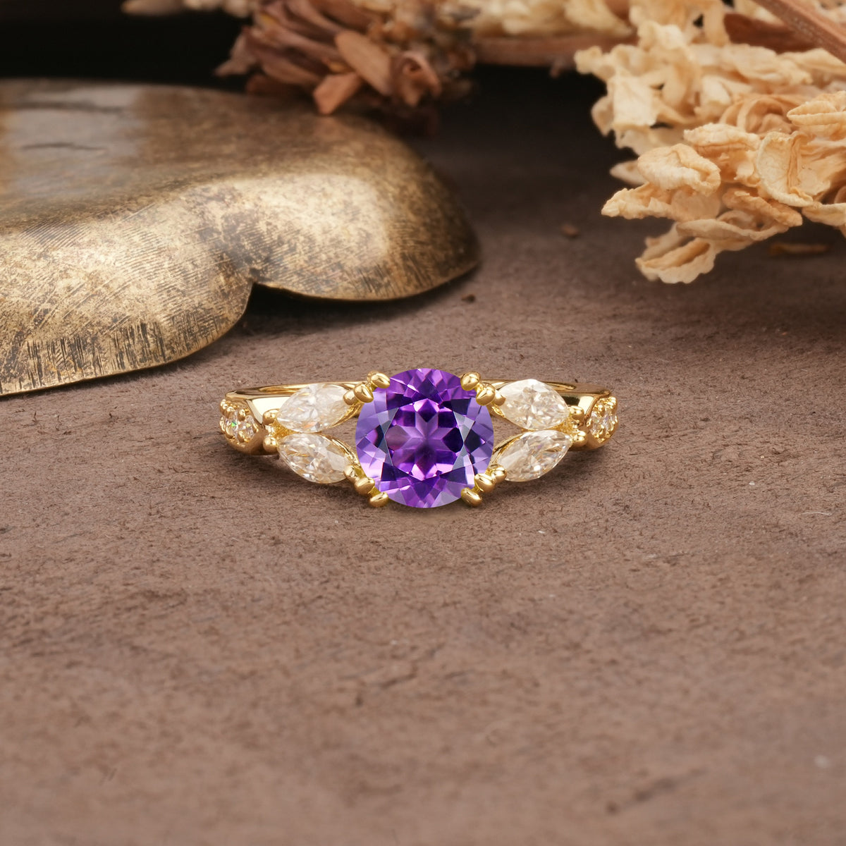 Luxurious and Unique 8-Prong Round Cut Amethyst Engagement Ring - Additional view