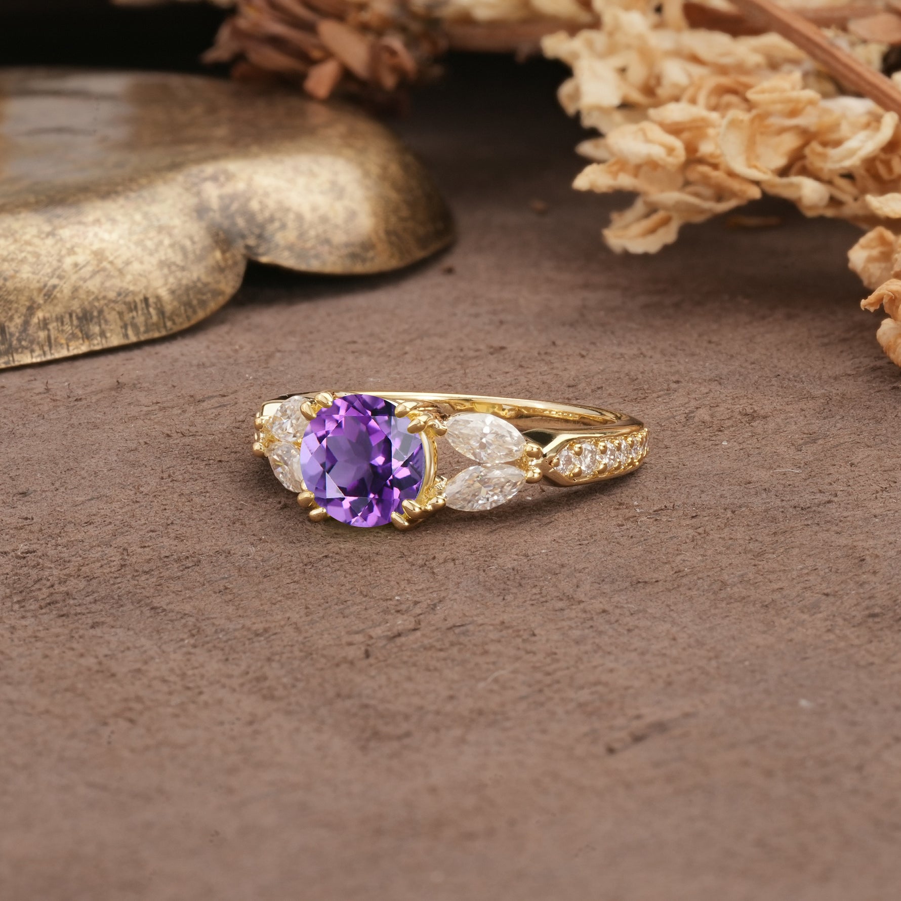 Luxurious and Unique 8-Prong Round Cut Amethyst Engagement Ring - Additional view