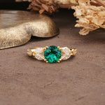 Luxurious and Unique 8-Prong Round Cut Emerald Engagement Ring - Additional view