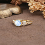 Luxurious and Unique 8-Prong Round Cut Moonstone Engagement Ring - Additional view